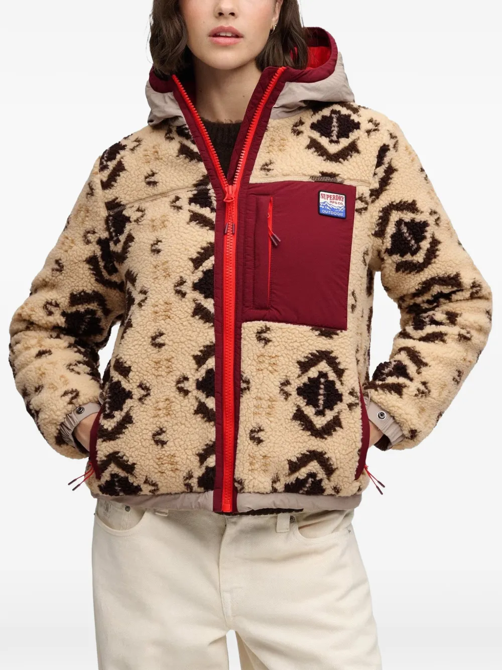 Superdry Sherpa Jacquard fleece jacket - Neutrals