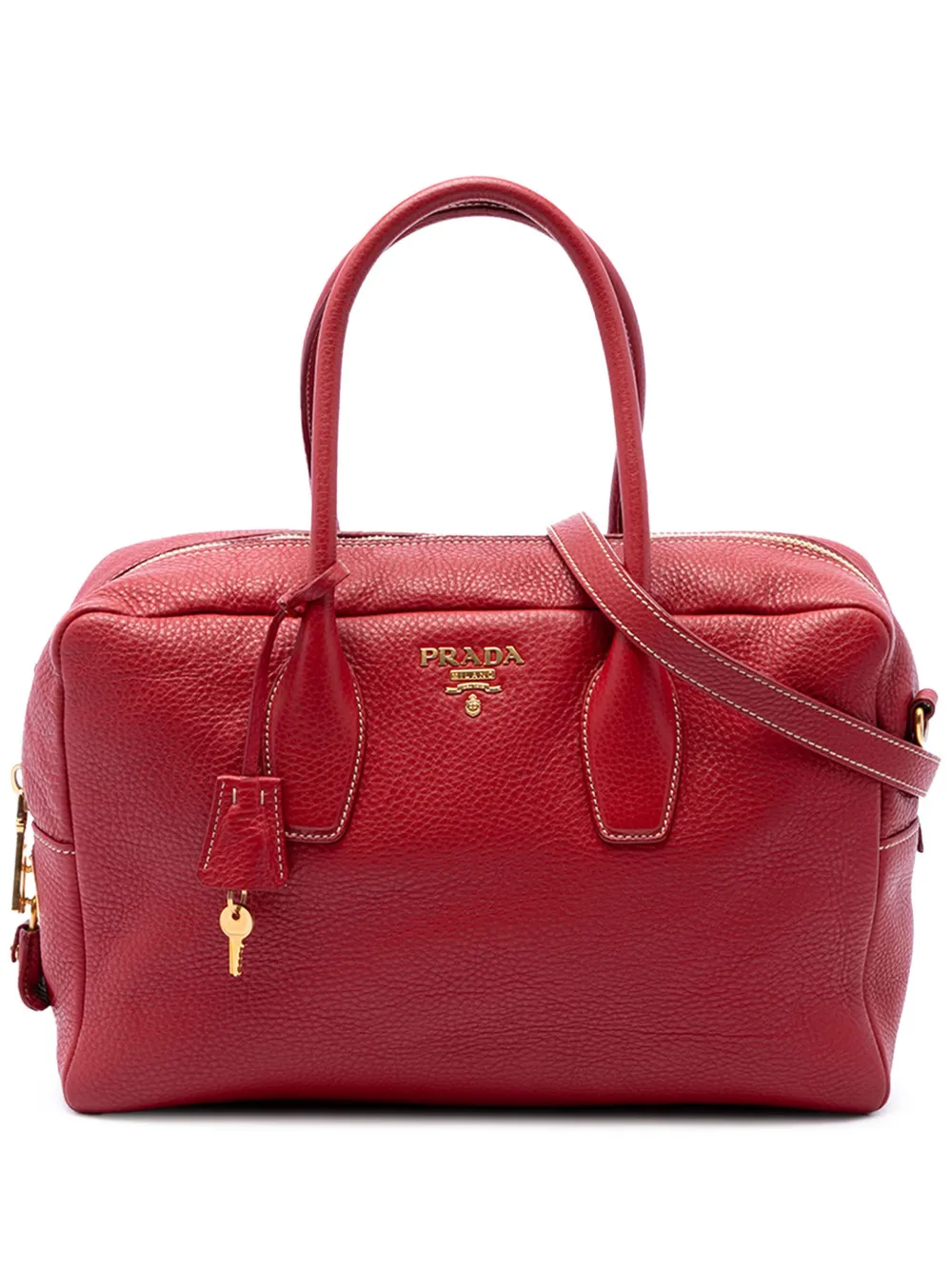 Prada Pre-Owned 2010-2026 Vitello Daino Bauletto Bag satchel - Red