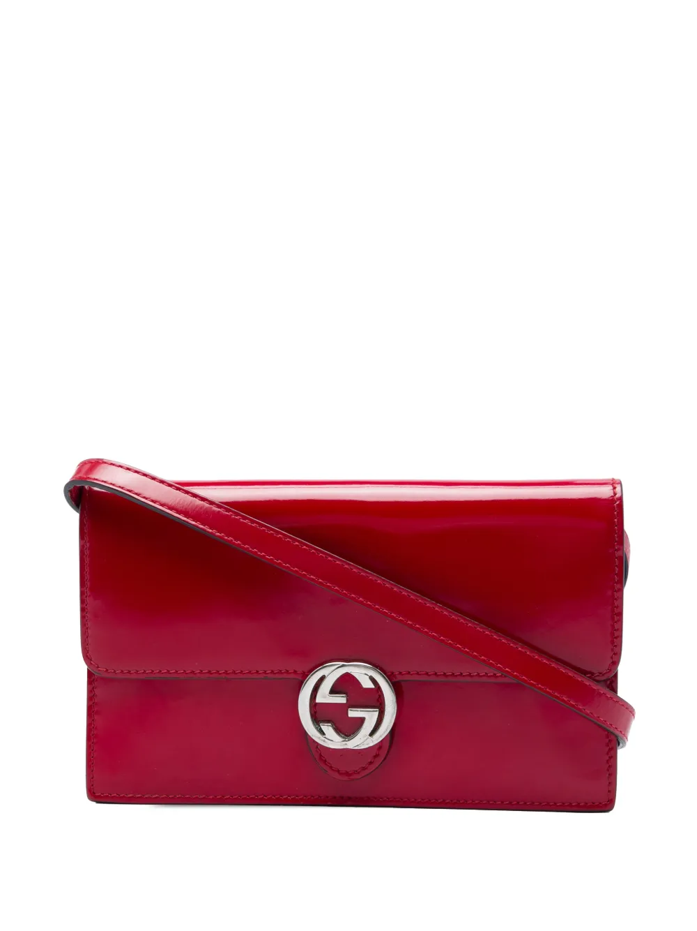 Gucci Pre-Owned 2000-2015 Calfskin Interlocking G Wallet on Chain crossbody bag - Red