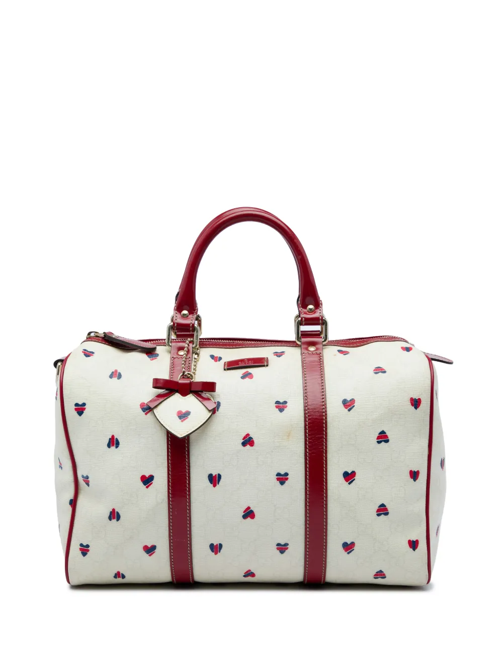 Gucci Pre-Owned 2016-2026 Medium GG Supreme Hearts Joy boston bag - Bianco