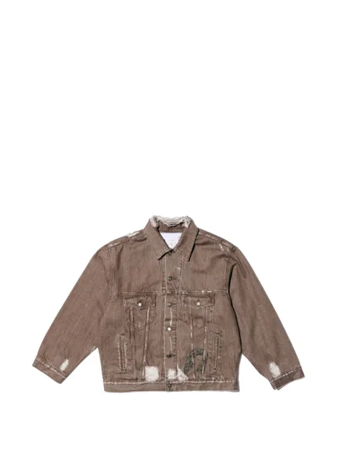 Paly distressed graphic-print denim jacket