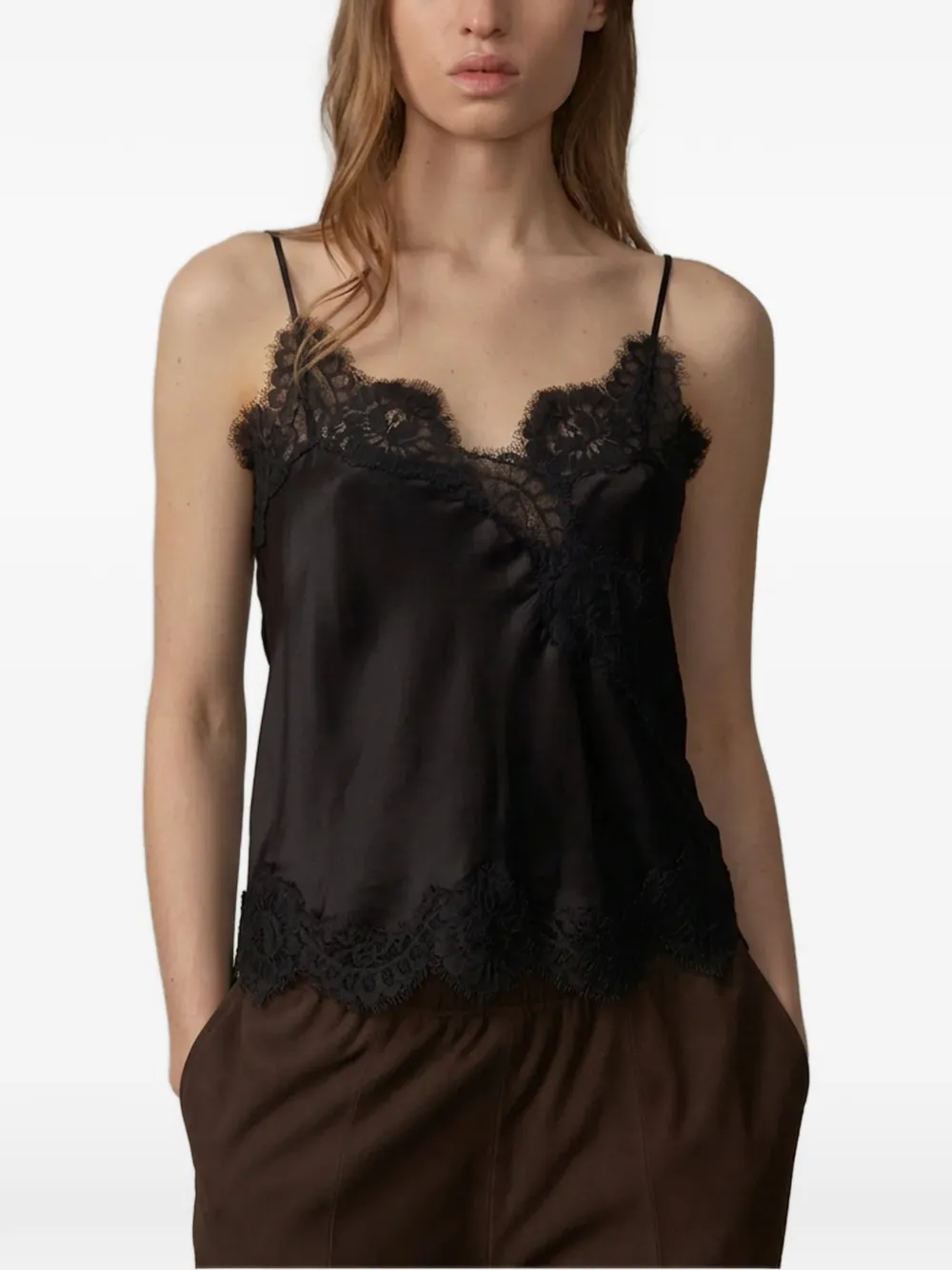 HERSKIND Little lace-trim top Zwart