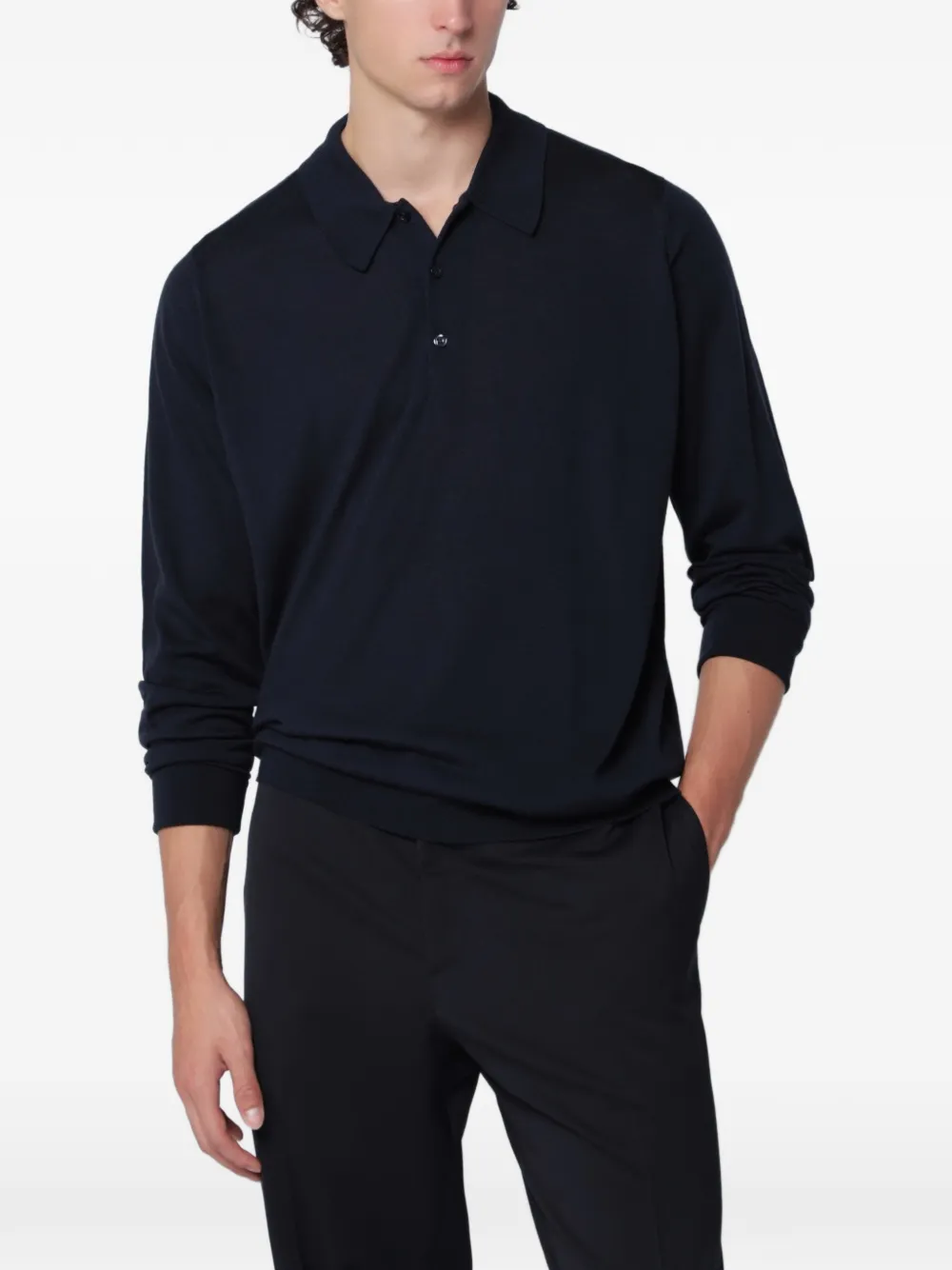 John Smedley Dorset long-sleeve polo shirt - Blu