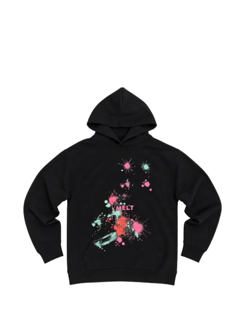 Melt logo-print paint-splatter hoodie