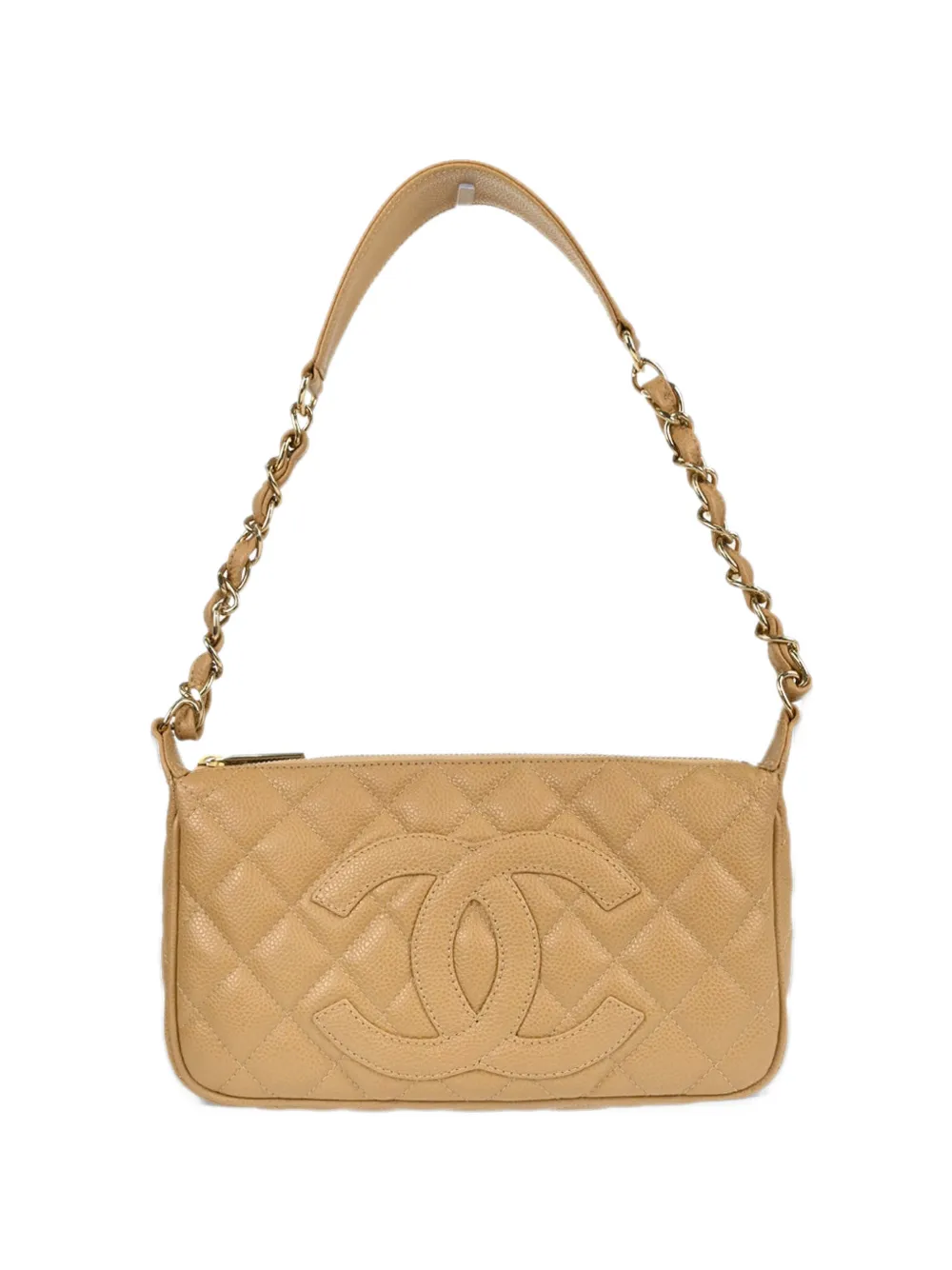 CHANEL Pre-Owned Interlocking CC quilted shoulder bag Beige