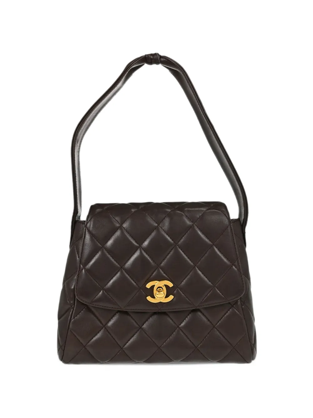 CHANEL Pre-Owned diamond-quilted CC turn-lock shoulder bag Bruin
