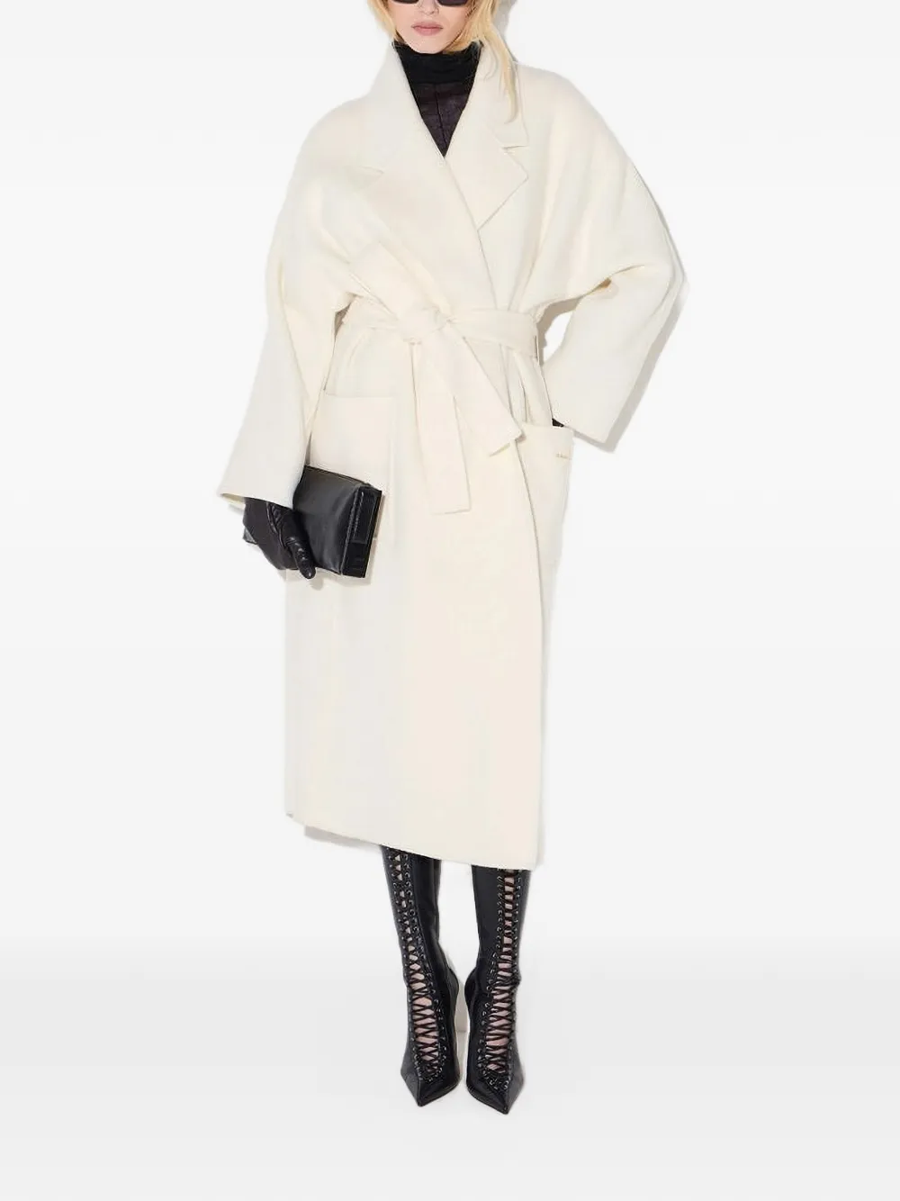 Elisabetta Franchi coat in wool double-cloth Beige