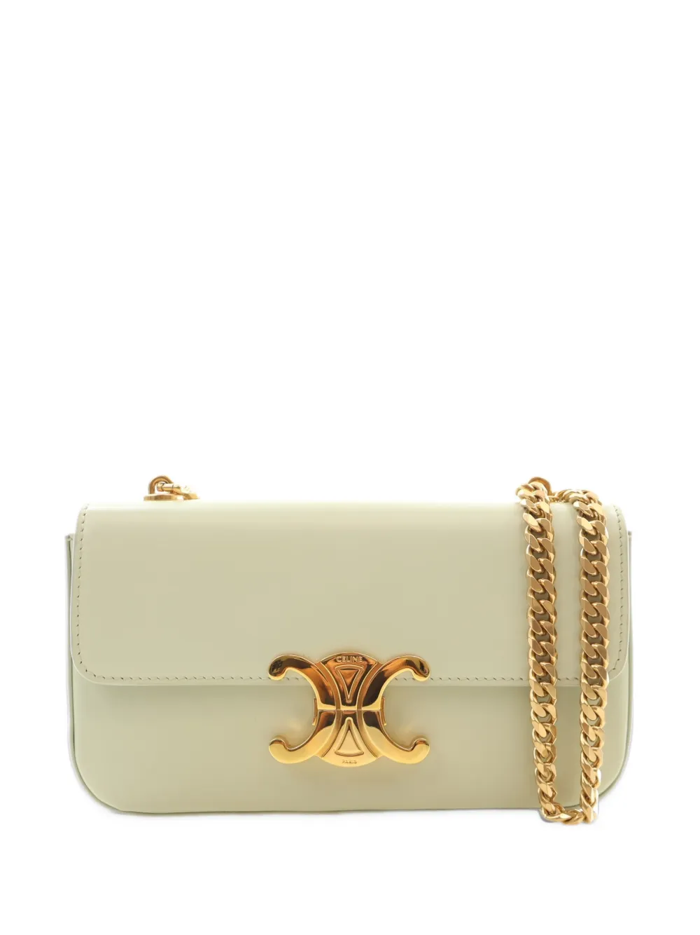 Celine Pre-Owned 2021 Shiny Calfskin Triomphe Claude Chain shoulder bag - Green