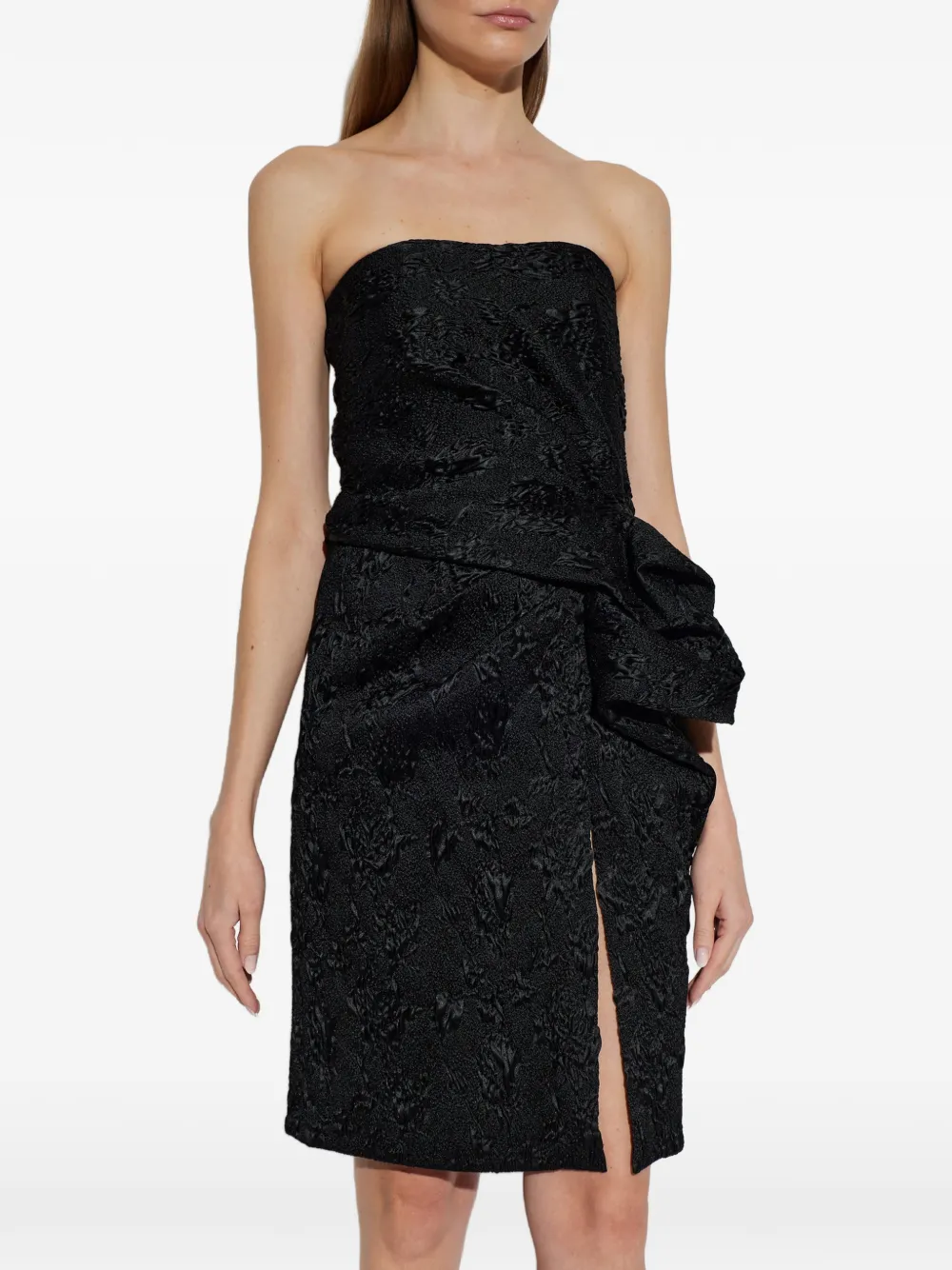 Balmain draped ruched-detail dress Zwart