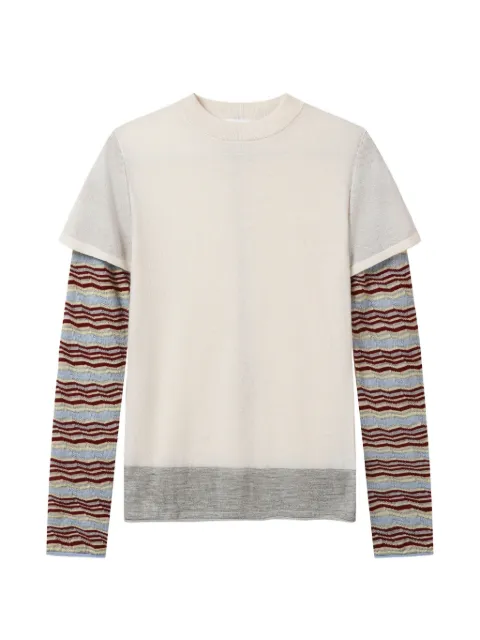 CUDDLEUP striped faux-layered sweater