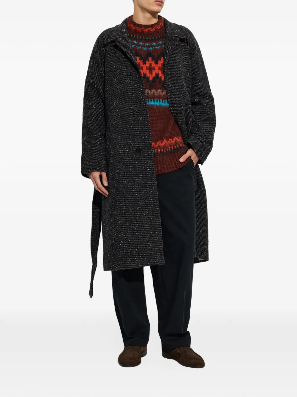 PS Paul Smith belt-loop barrel-leg chino trousers Zwart