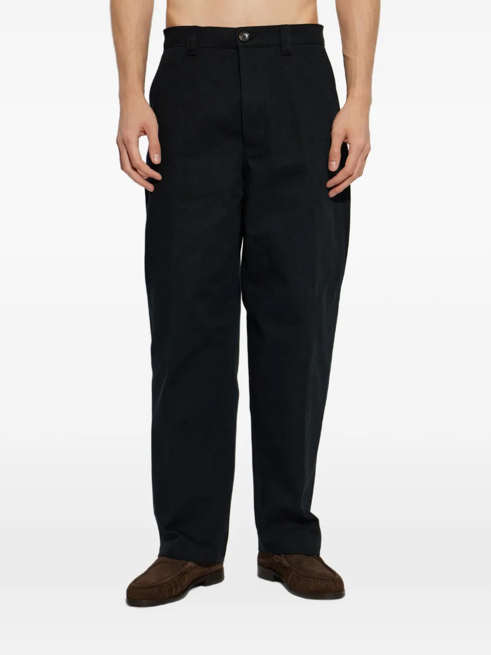 PS Paul Smith belt-loop barrel-leg chino trousers Zwart