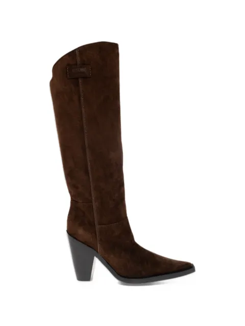 Moschino suede heeled knee-high boots