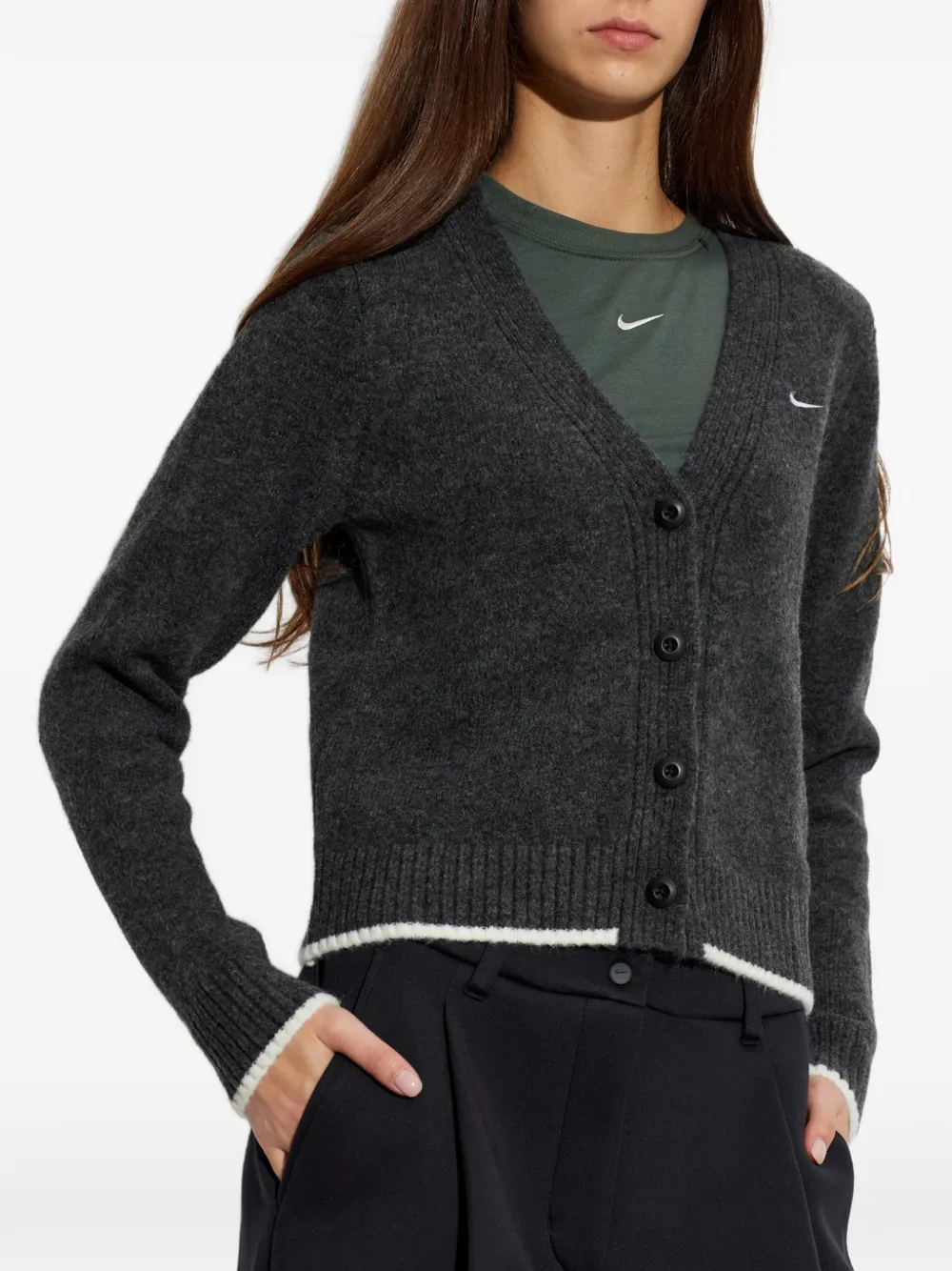 Nike Chill knit slim cardigan Zwart