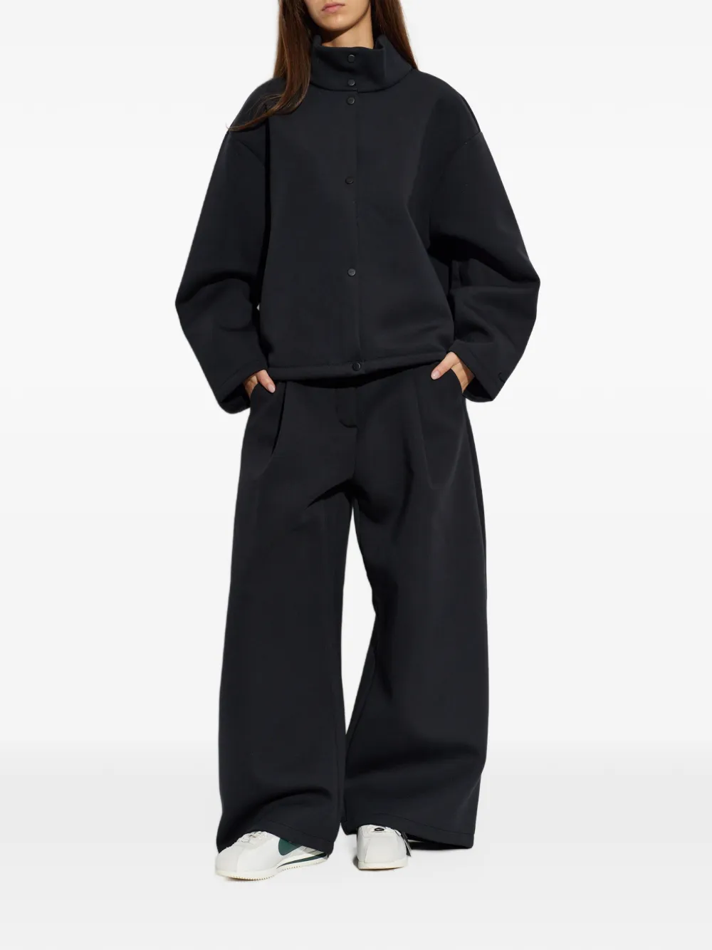 Nike Article Fleece oversized jacket Zwart