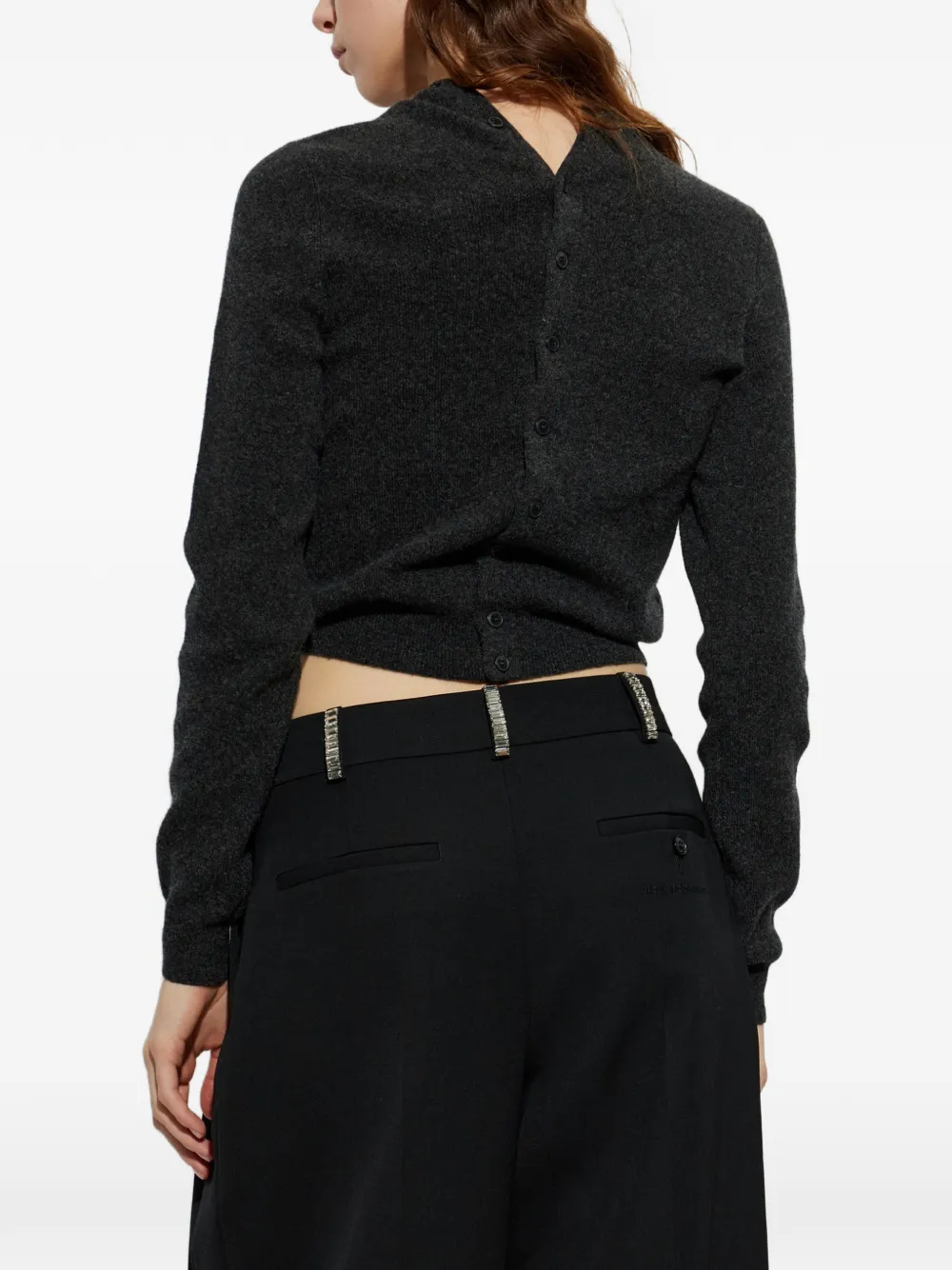 Alexander Wang wool cardigan with logo patch Grijs