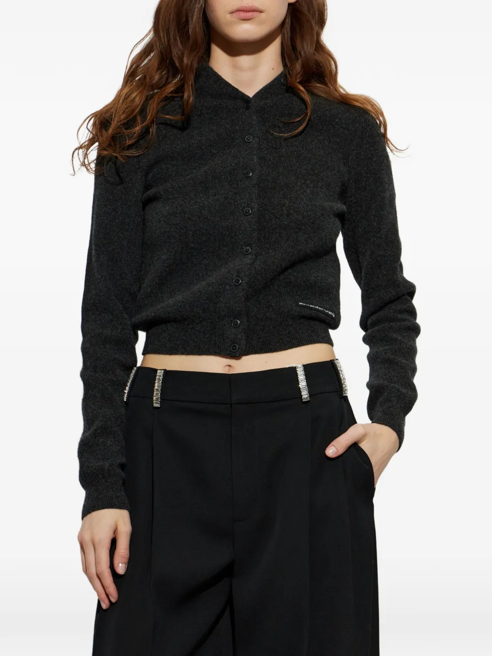 Alexander Wang wool cardigan with logo patch Grijs