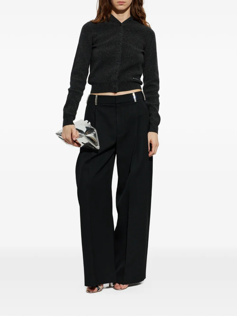 Alexander Wang wool cardigan with logo patch Grijs
