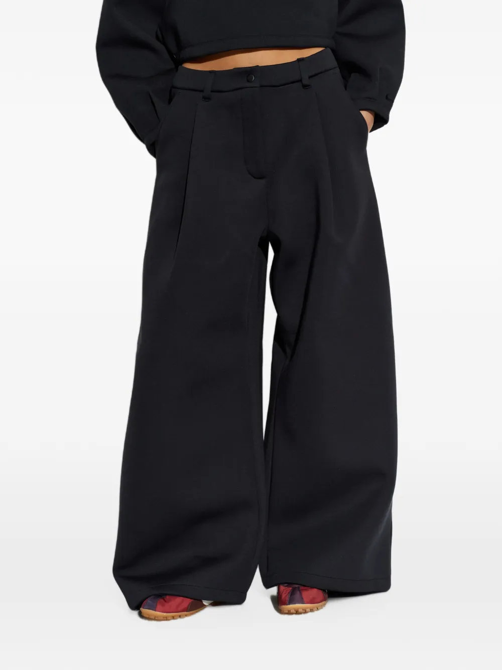 Nike Article Fleece oversized mid-rise wide-leg pants Zwart