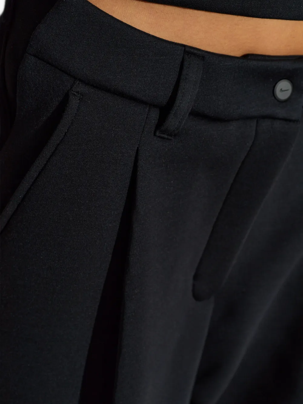 Nike Article Fleece oversized mid-rise wide-leg pants Zwart