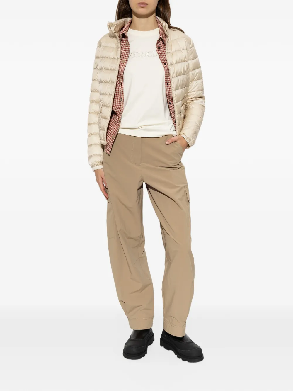 Moncler Lans packable short down jacket Beige