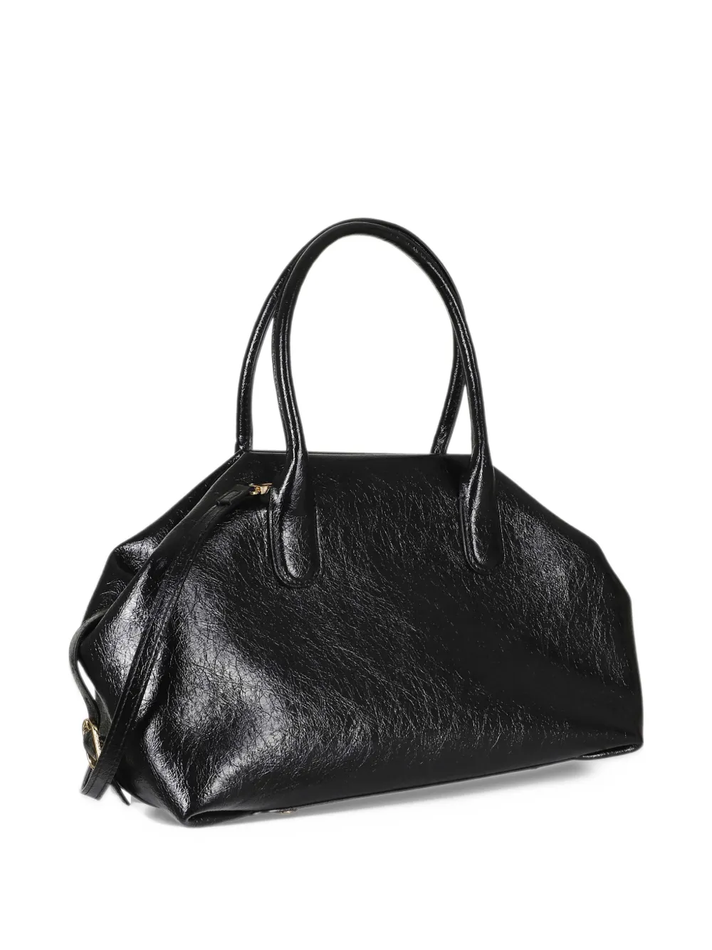 Themoirè medium Talia crumpled-texture tote bag Zwart