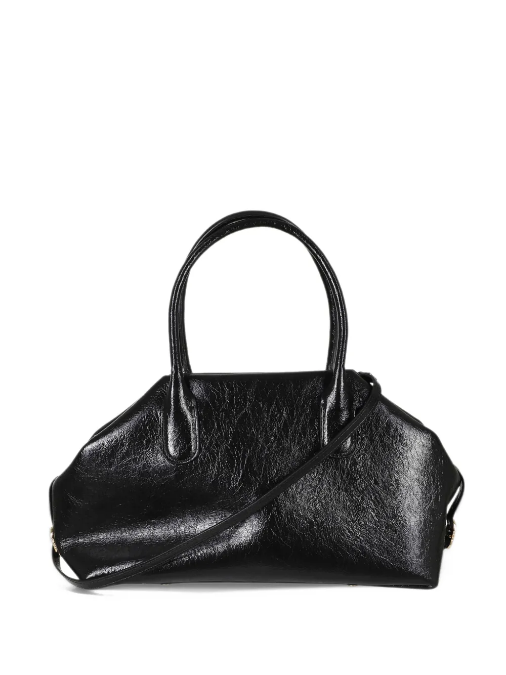 Themoirè medium Talia crumpled-texture tote bag Zwart