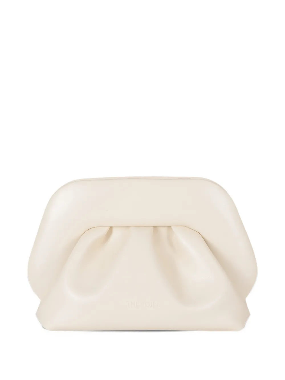 Themoirè small Bios ruched clutch bag Beige