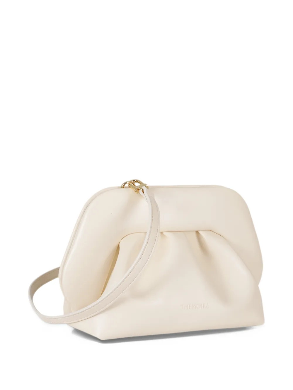 Themoirè small Bios ruched clutch bag Beige