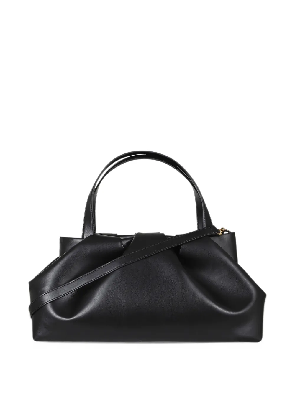 Themoirè Athena ruched tote bag Zwart