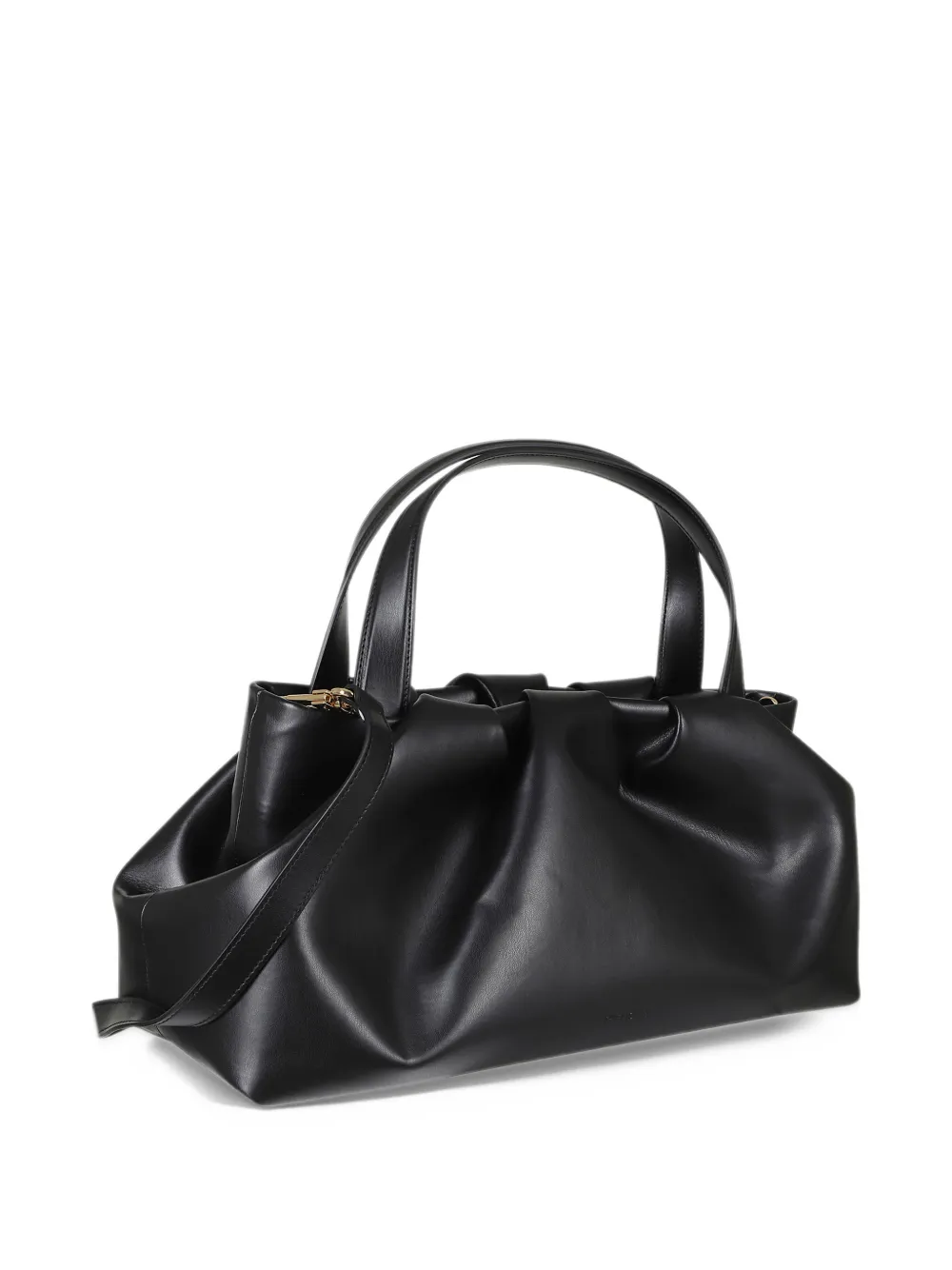 Themoirè Athena ruched tote bag Zwart