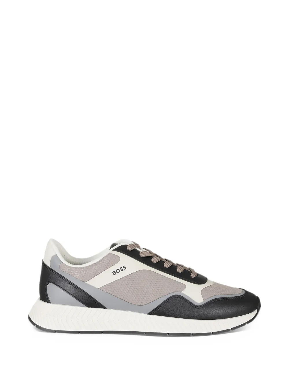 BOSS mixed-material trainers with ridged outsole - Grigio