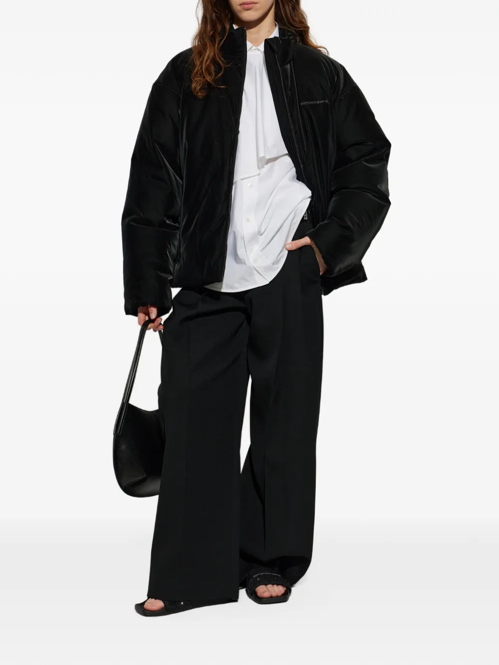 Alexander Wang puffer jacket with a stand-up collar Zwart