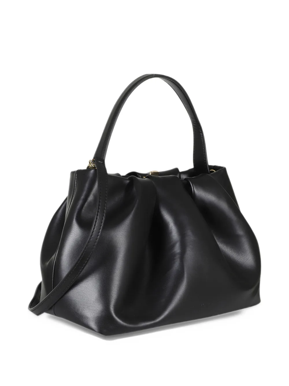 Themoirè Athena ruched tote bag Zwart