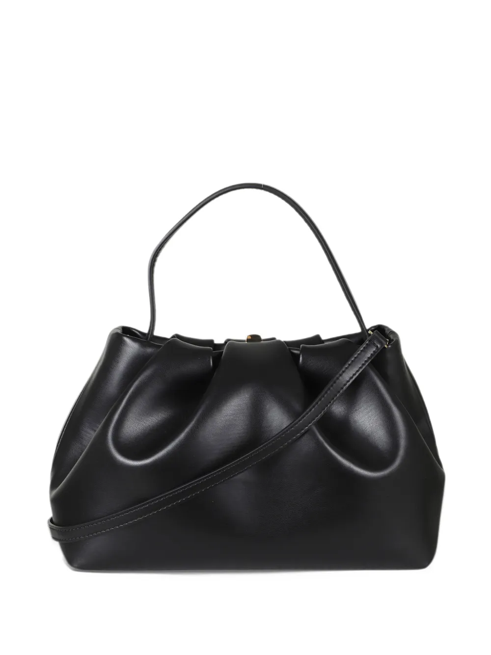 Themoirè Athena ruched tote bag Zwart