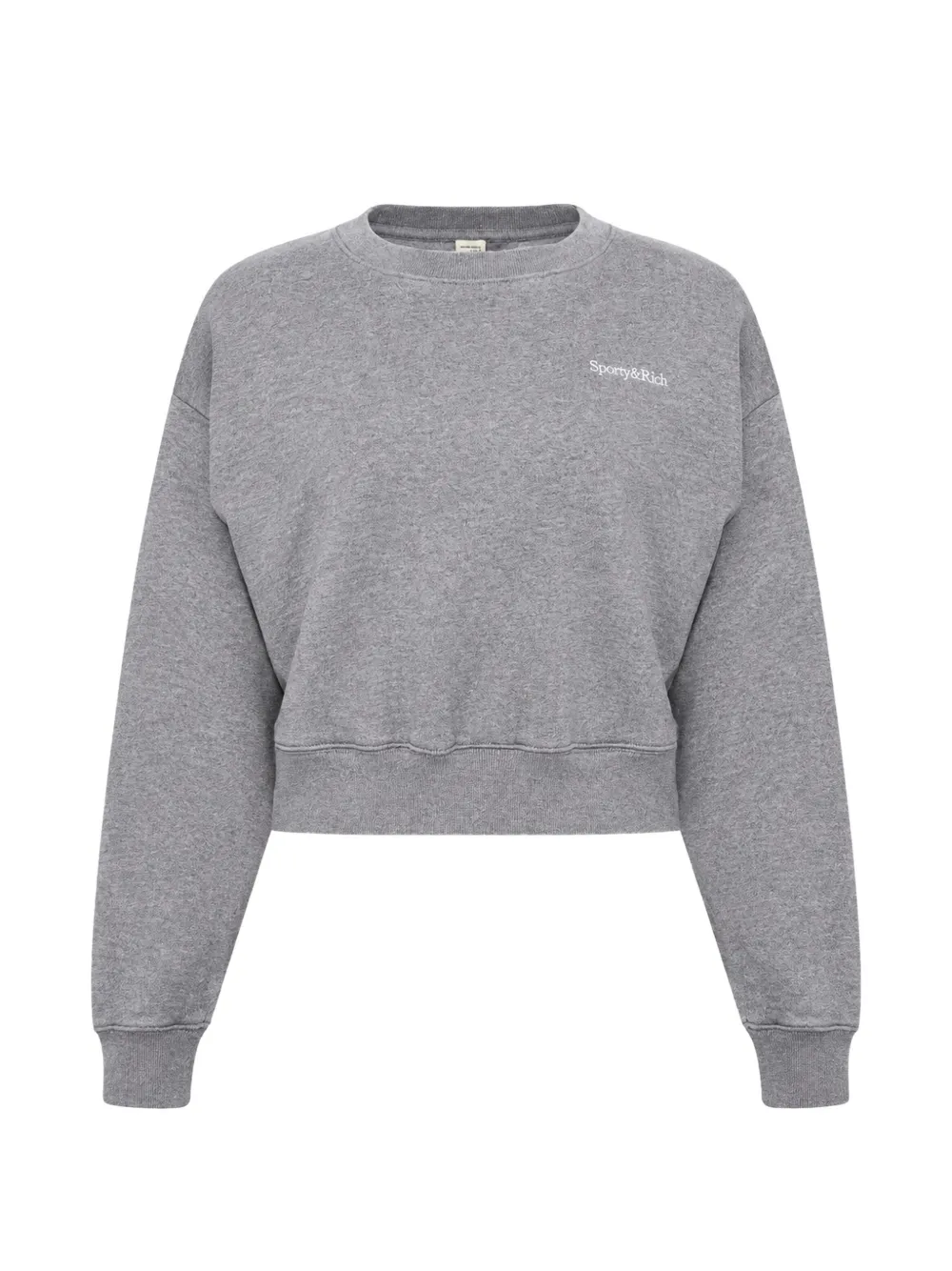 Sporty & Rich serif-logo embroidered cropped sweatshirt Grijs