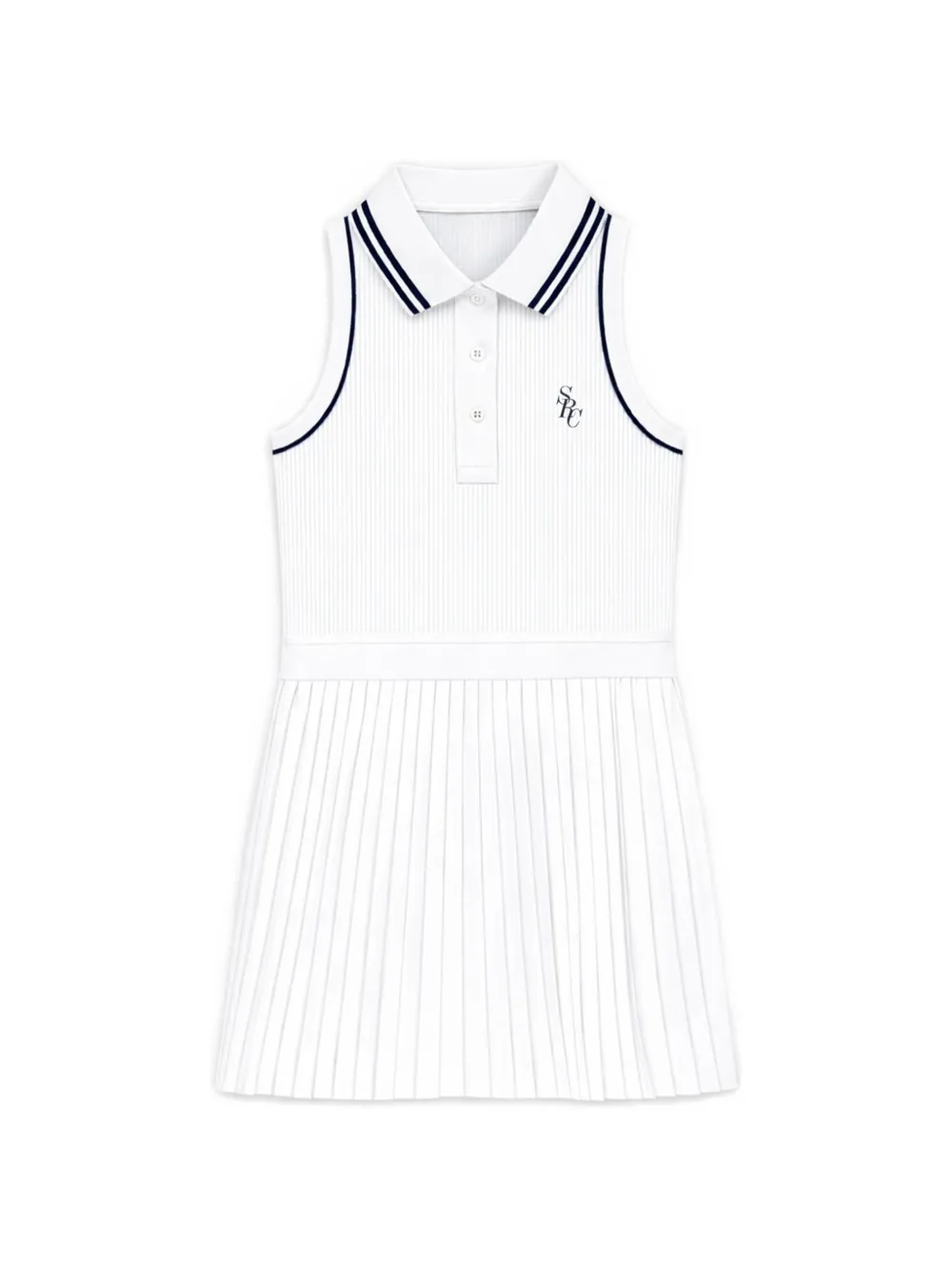 Sporty & Rich Ruby SRC pleated polo mini dress Wit