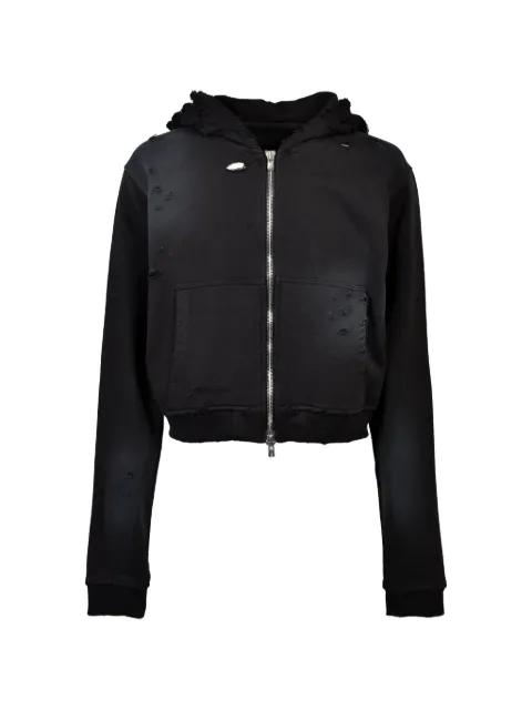 FILTH distressed zip-up hoodie