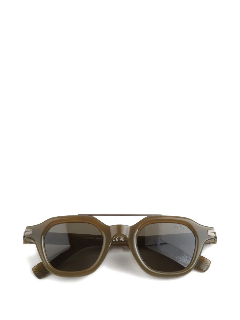 Zegna double-bridge round-frame sunglasses - Verde