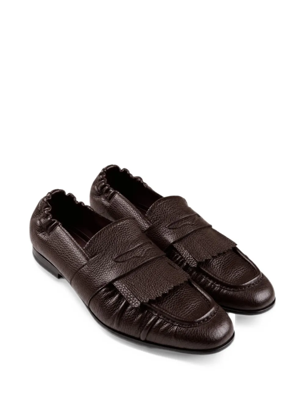ANIPS fringe-detail pebbled loafers - Marrone