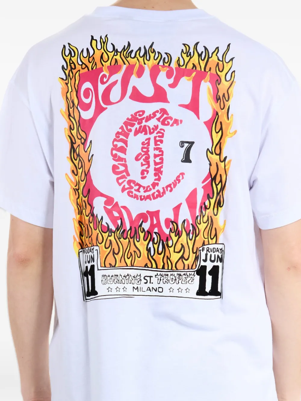 Just Cavalli graphic-print Flames T-shirt Wit