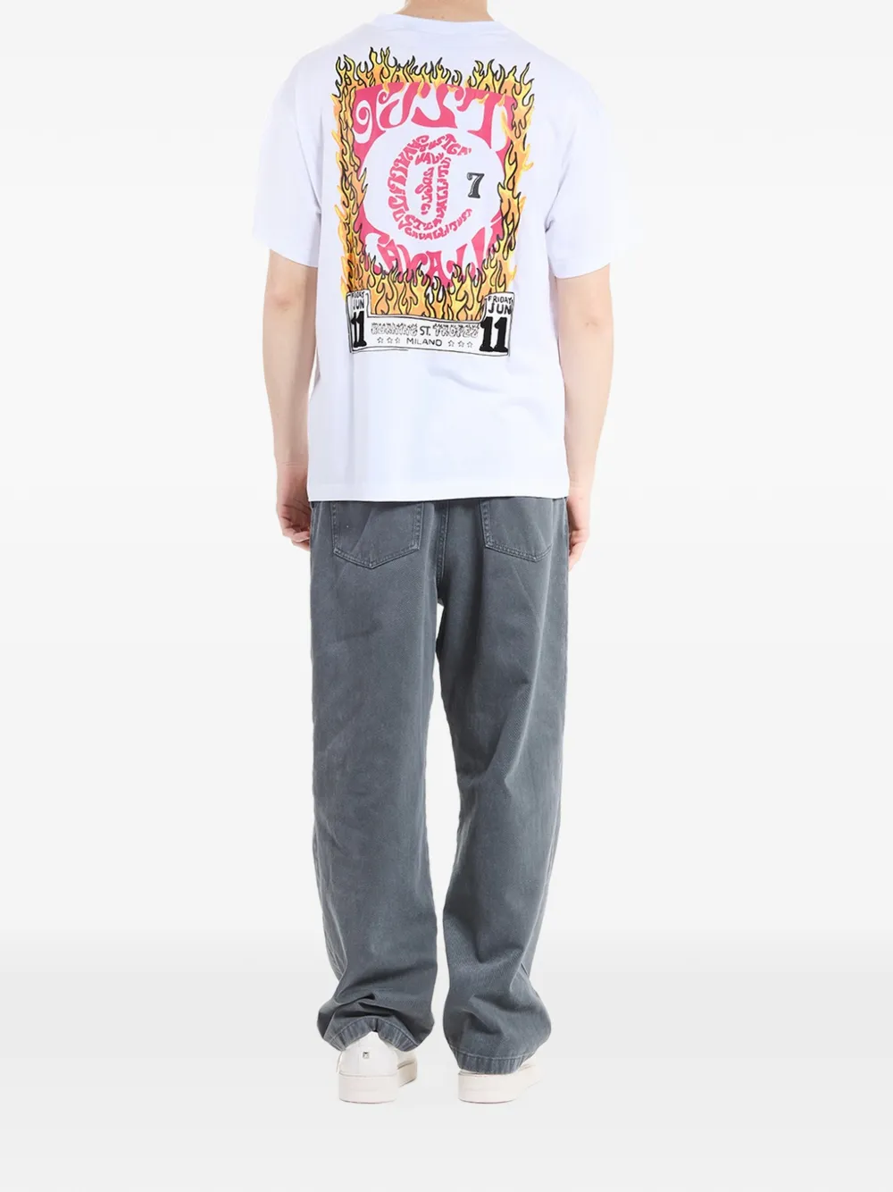 Just Cavalli graphic-print Flames T-shirt Wit