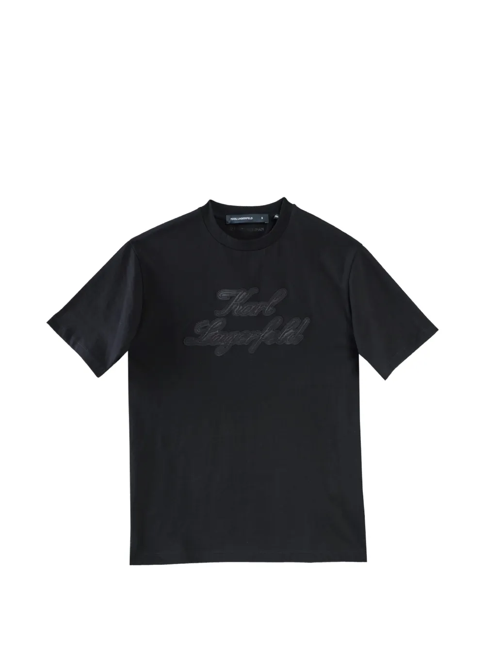 Karl Lagerfeld Signature embroidered T-shirt Zwart