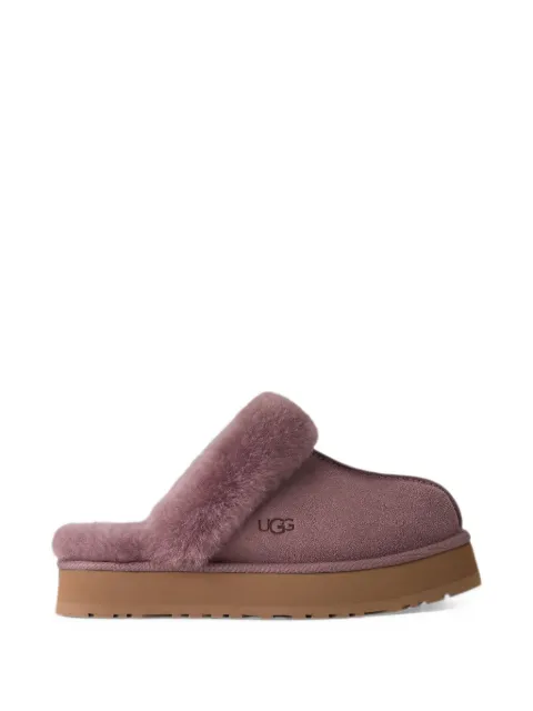 UGG Disquette shearling-trim platform flat mules