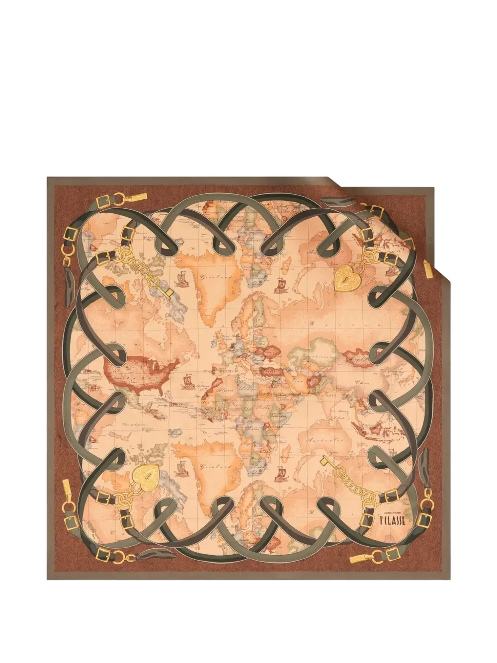 ALVIERO MARTINI 1° CLASSE Geo Country-print silk scarf - Toni neutri
