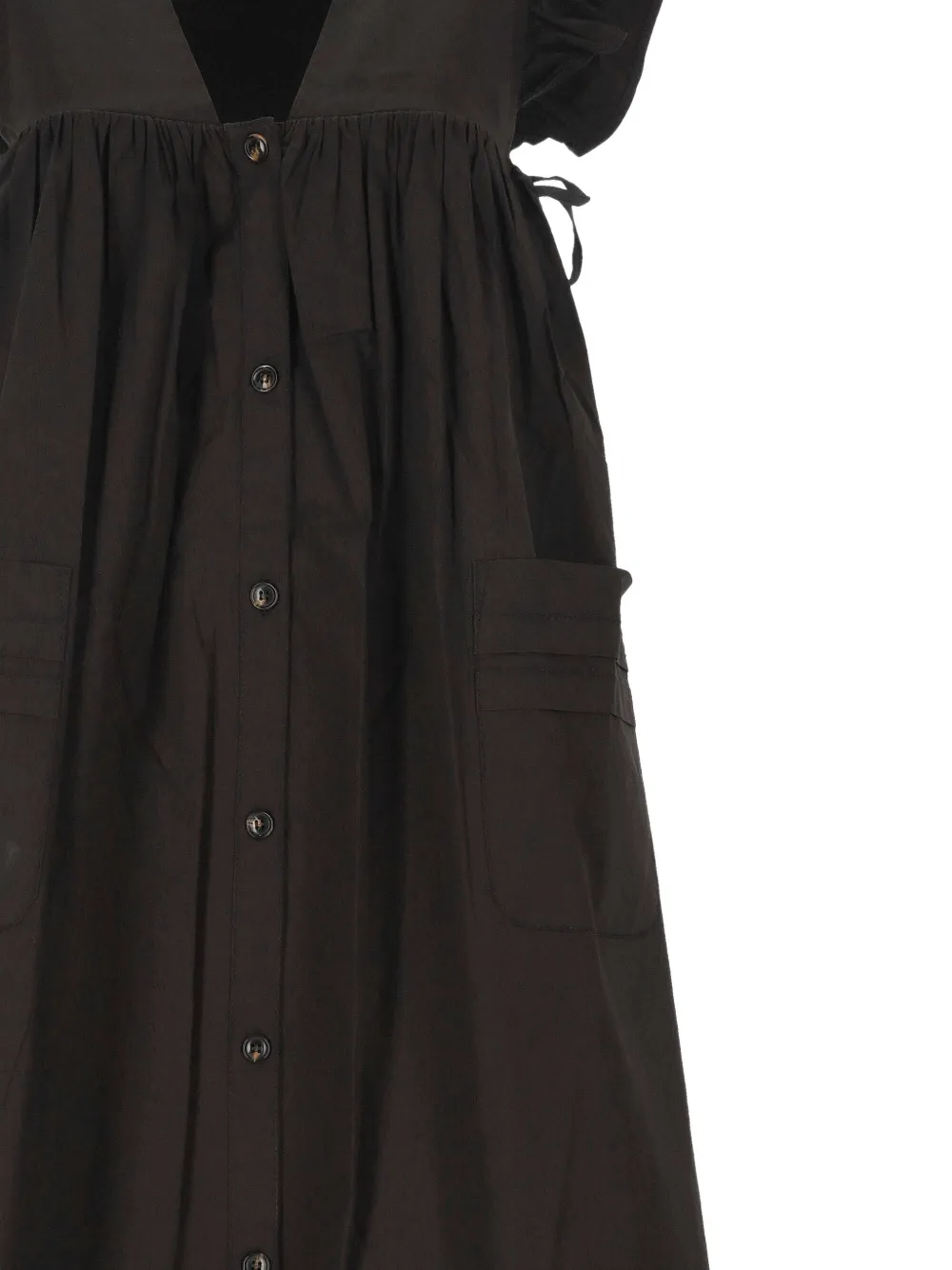 GANNI ruffled button-front midi dress Zwart