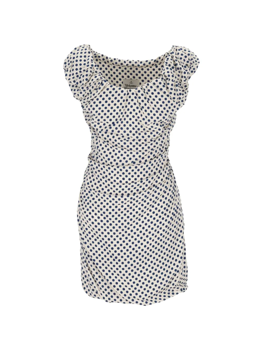Vivienne Westwood polka-dot draped mini dress Beige