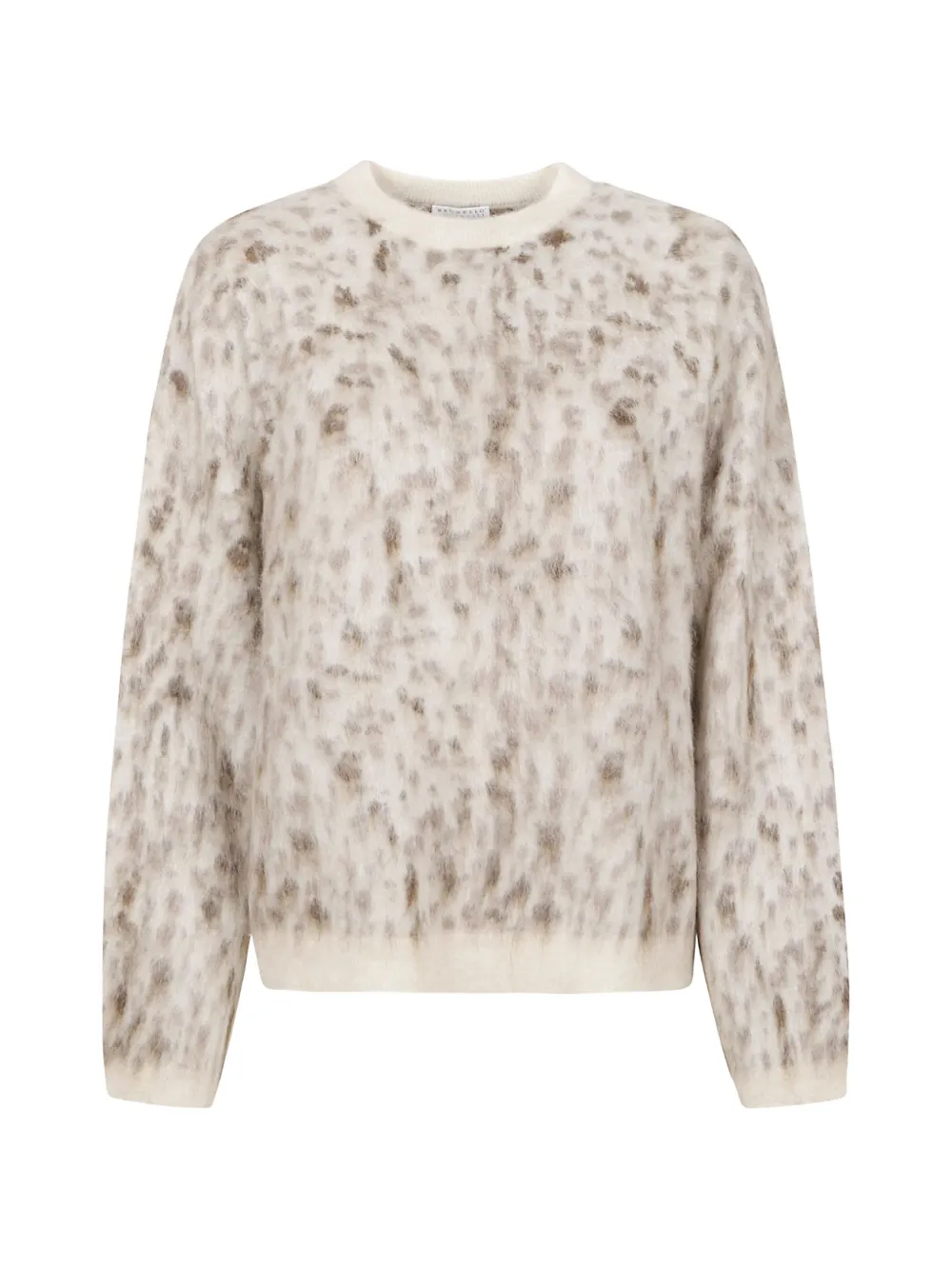 Brunello Cucinelli animal-print crew-neck sweater Beige