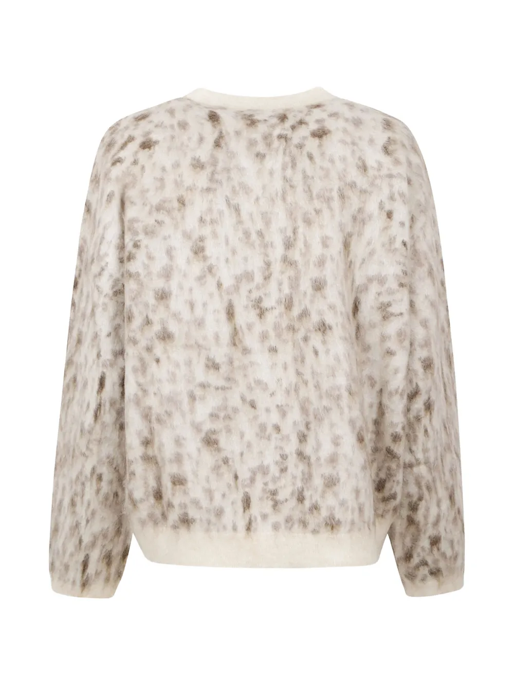 Brunello Cucinelli animal-print crew-neck sweater Beige