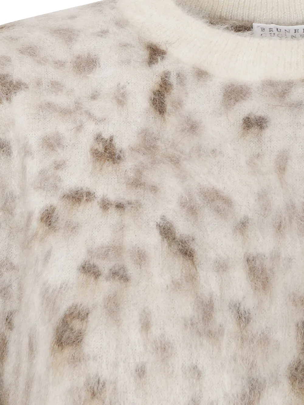 Brunello Cucinelli animal-print crew-neck sweater Beige